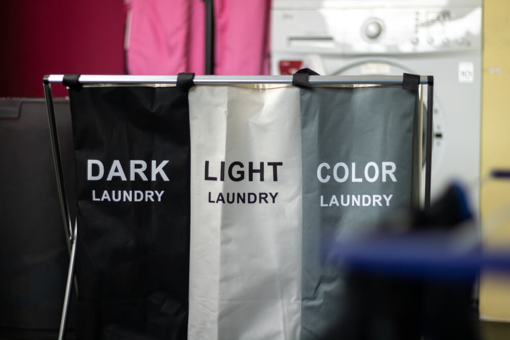 laundry sorted by colors.