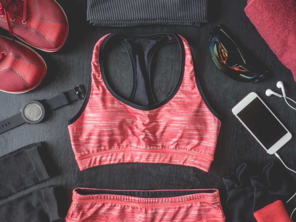An assortment of athleisure clothing.